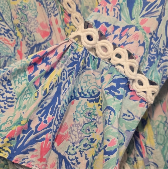 Lilly Pulitzer Floral Lace-Trim Beach Vacation Dress Sz Small - Picture 8 of 10